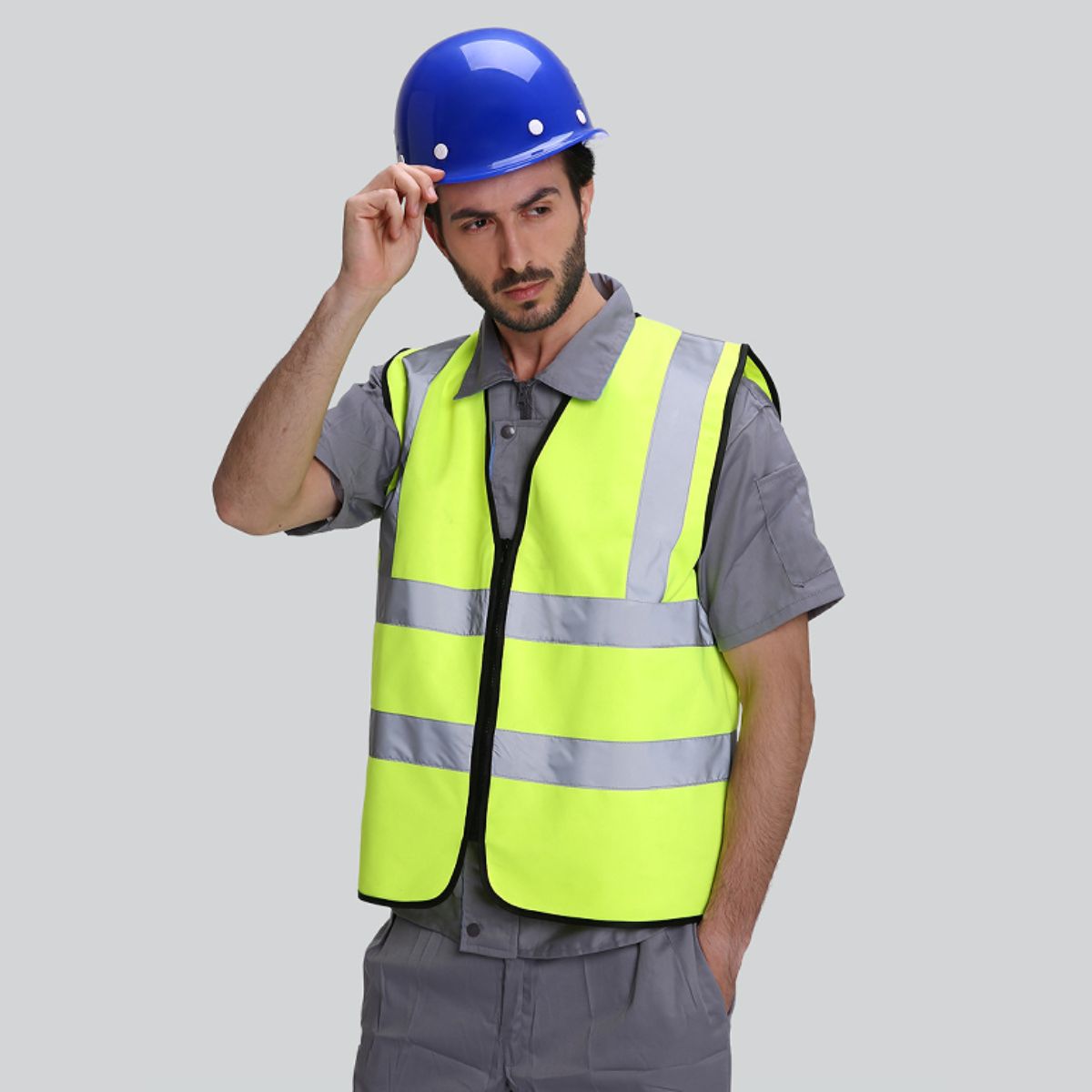 Reflective Safety Vest for Construction Polyester Zip Workwear
