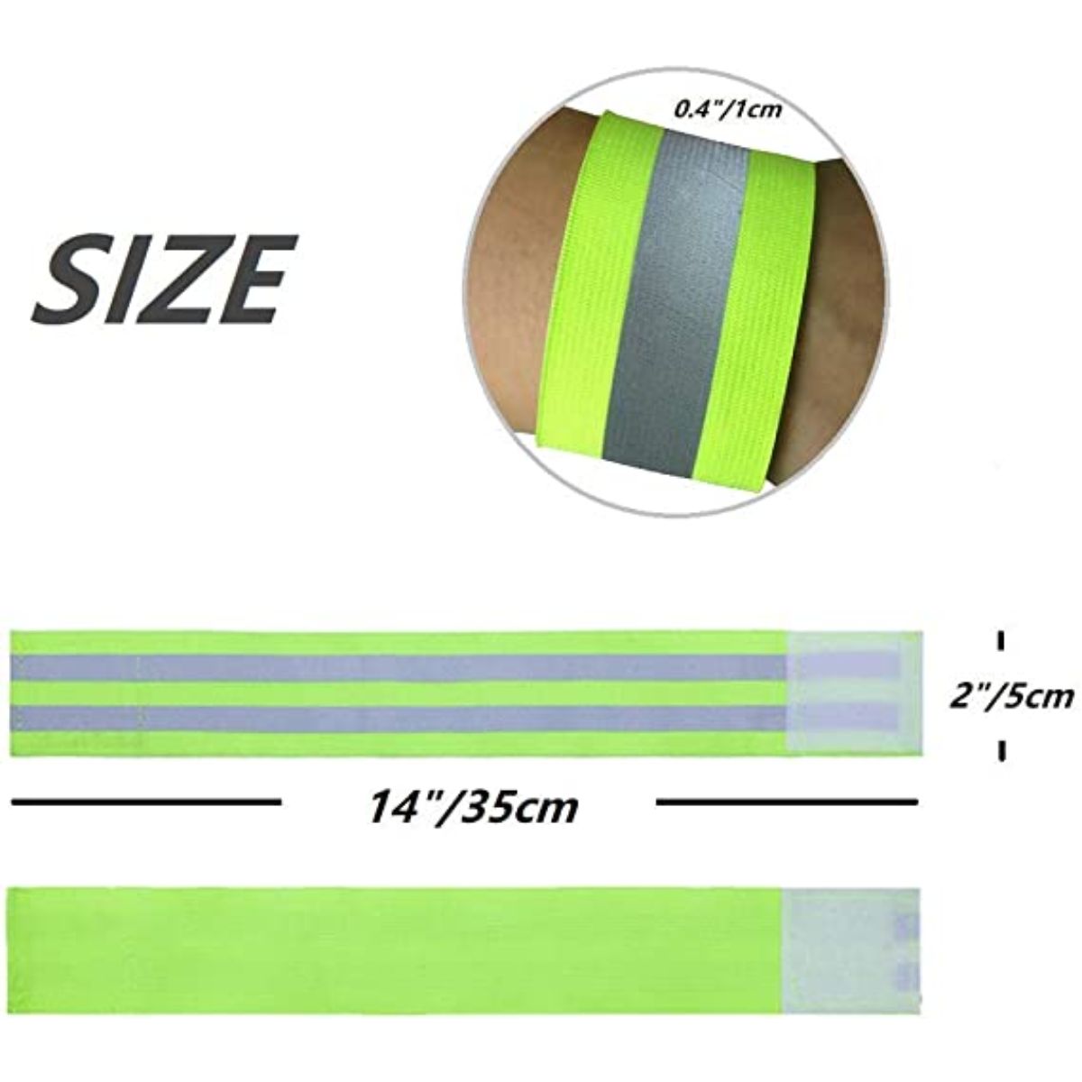 2 Pack Hi Vis Reflective Elasticated Armbands for Running Cycling