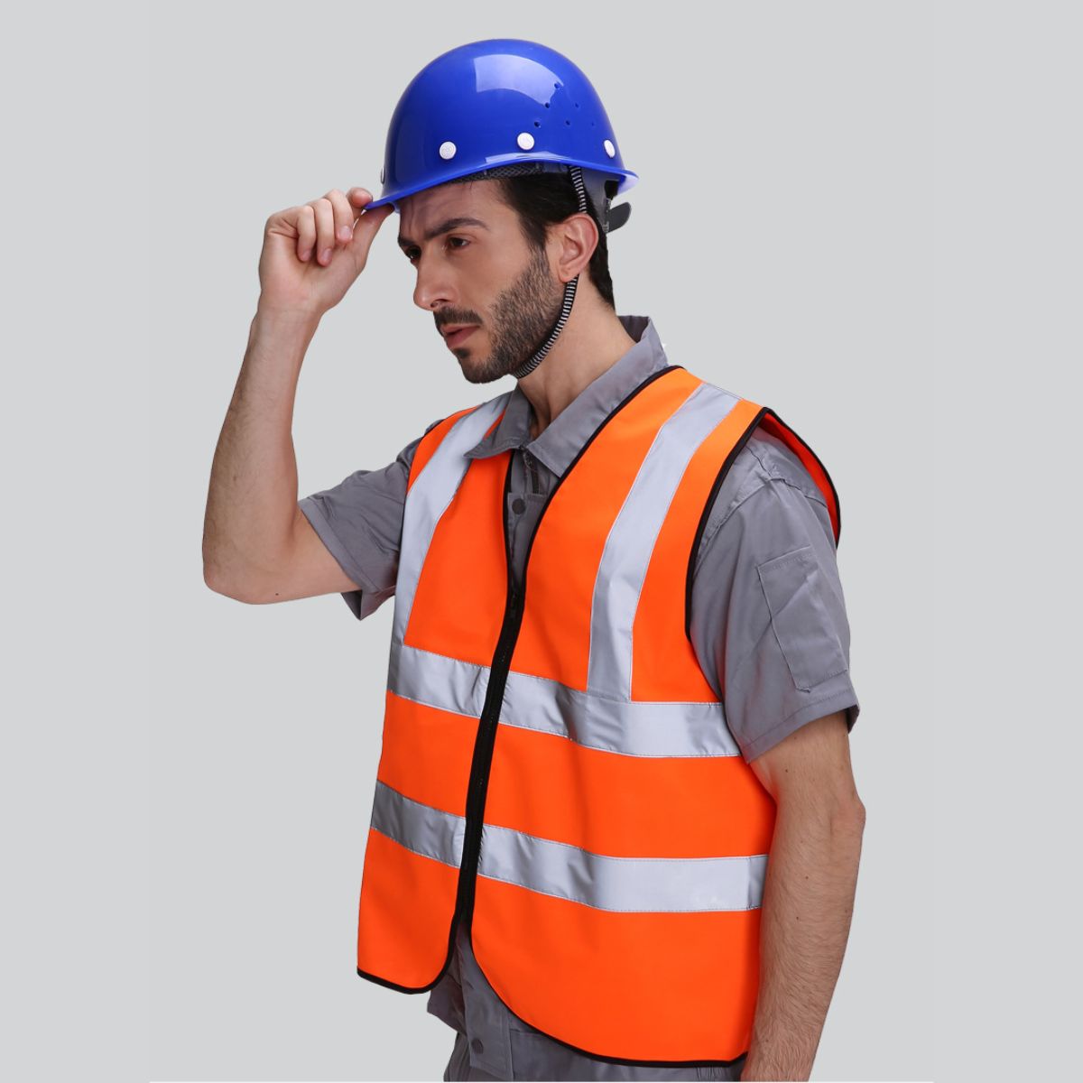 Reflective Safety Vest for Construction Polyester Zip Workwear