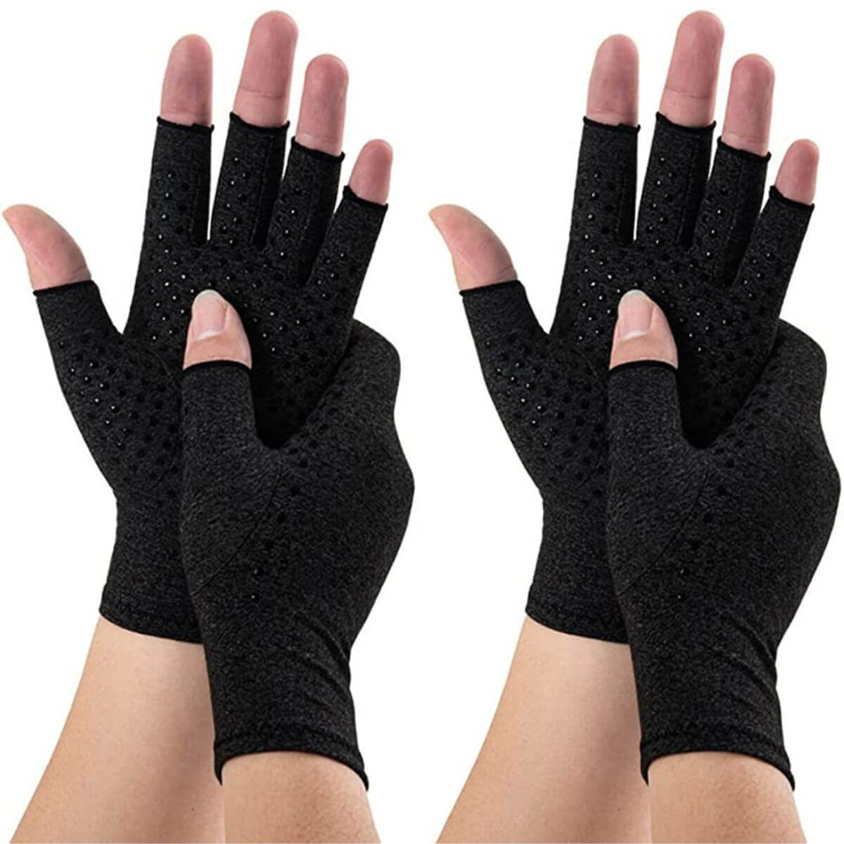 2 Pairs Fingerless Copper Arthritis Gloves for Typing Daily Work