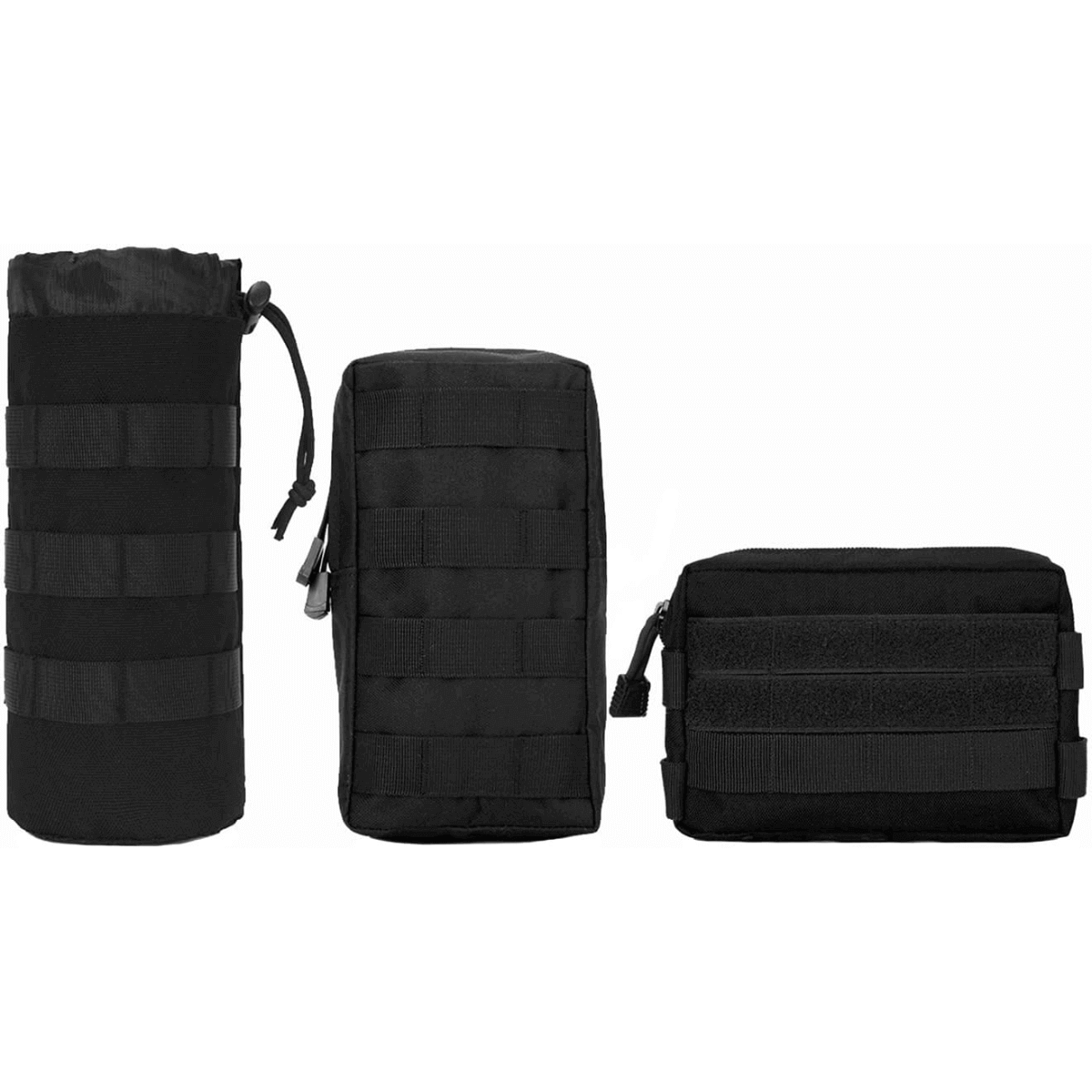 3 Packs Tactical Molle Pouch Holder with two-way zippers