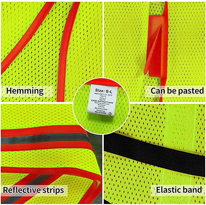 High Visibility Safety Vest Unisex Outdoor Reflective Mesh Workwear with Adjustable Elastic Bands Meets ANSI/ISEA Standards