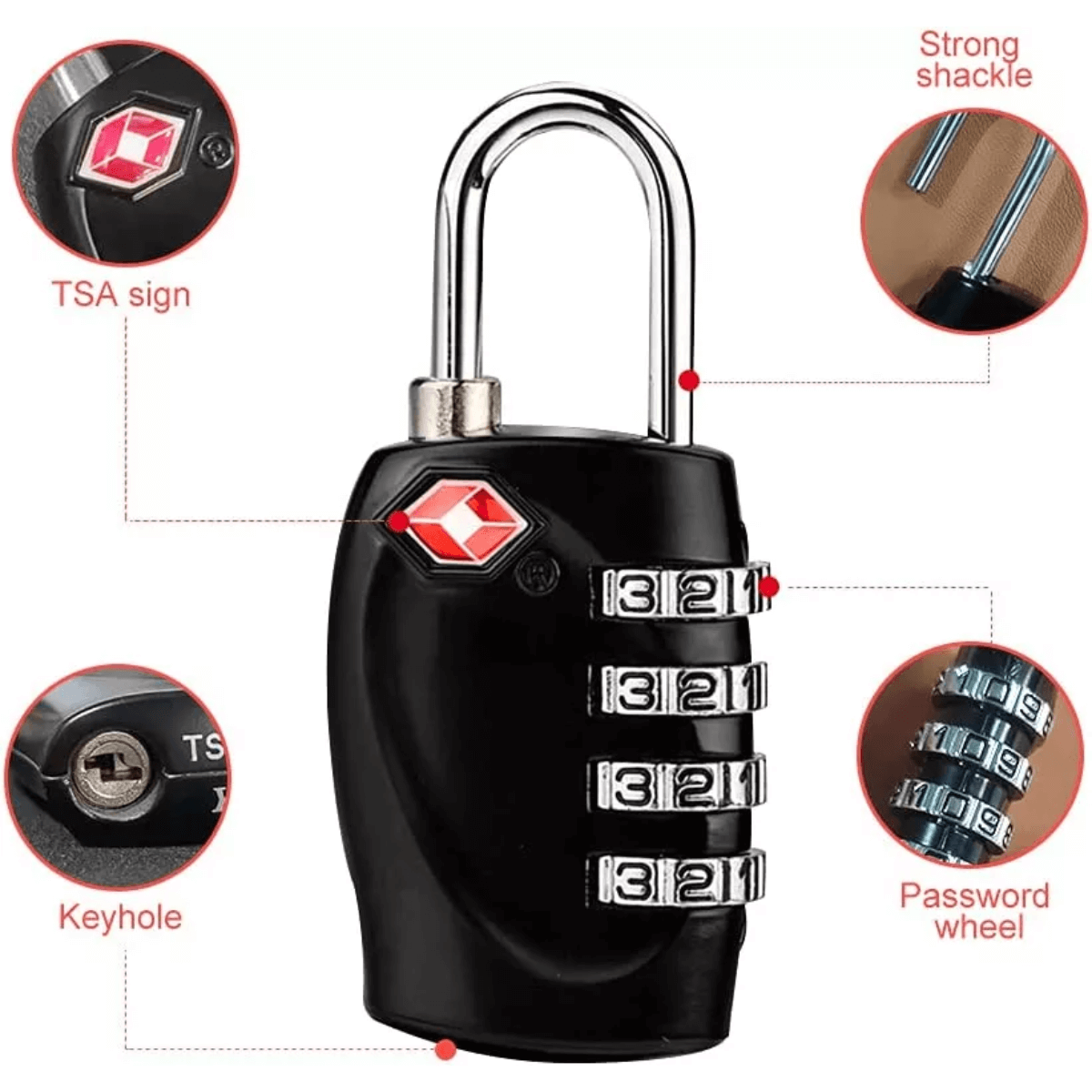 2 Packs TSA Approved Luggage Locks with 4 Digit Combination Padlock 