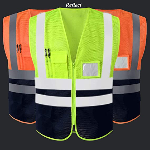 High Visibility Reflective Waistcoats with Pocket and ID Holder
