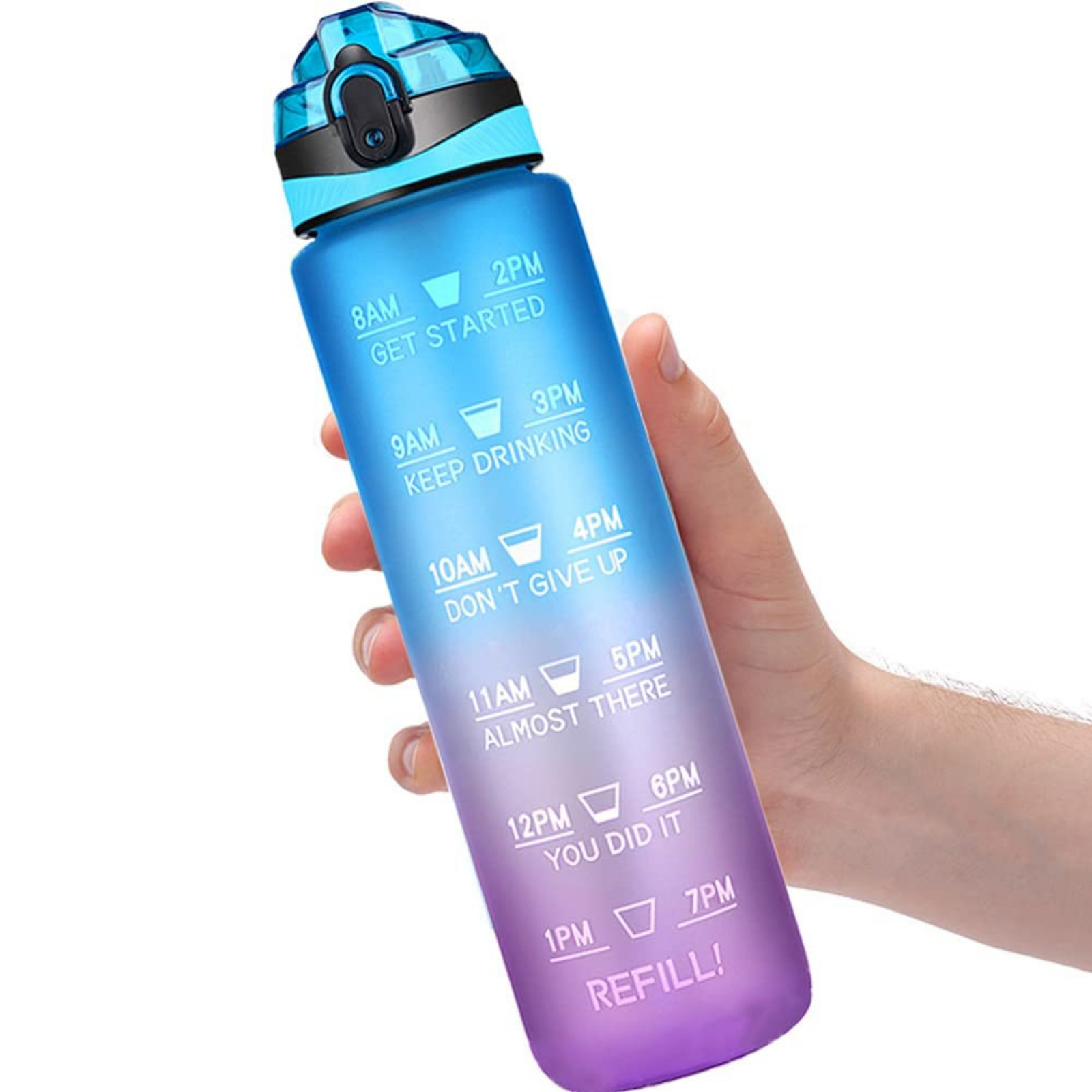 32oz Water Bottle with Times to Drink, Portable Reusable Leakproof BPA Free Motivational Water Hydrate Bottles with Time Marker&Straw,Ensure Drink Enough Water for Fitness,Gym,Outdoor Sports