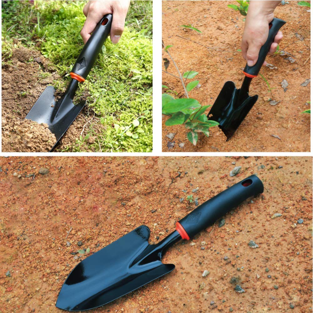Flower Trowel, Plastic Rubberized Garden Shovel Soft Non-Slip Flower Shovel, Black Flower Trowel Garden Tool, Length * Width 34cm * 8cm, Can Be Used For Weeding In Gardens Balconies (Black)