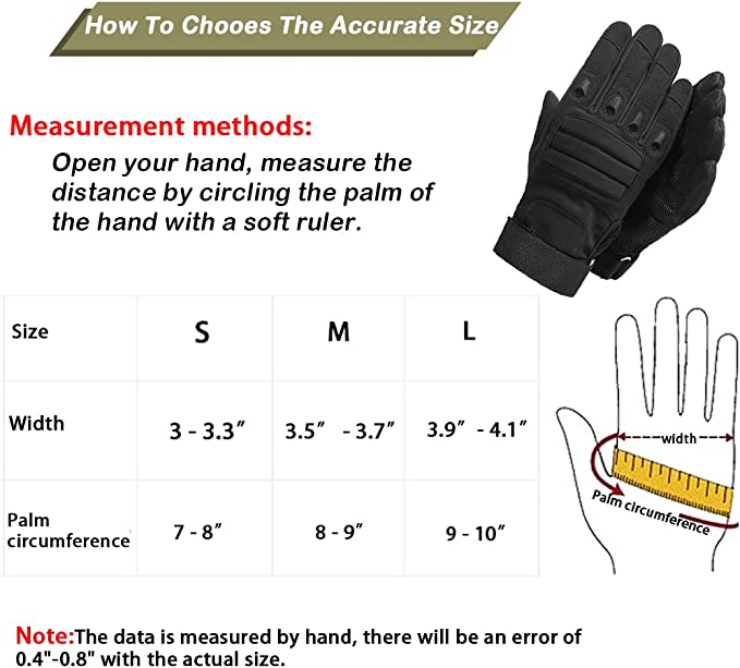 Airsoft Gloves with Adjustable Wrist Velcro Touchscreen for Motorcycle