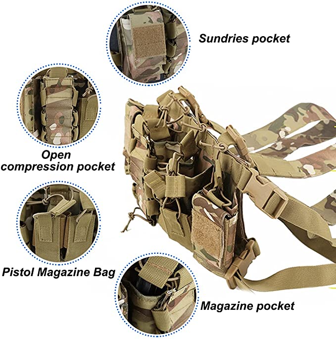 HYCOPROT Tactical Vest, Oxford Adjustable Military Airsoft Vest with Multipurpose Pouches for Outdoor Hunting(Simple)