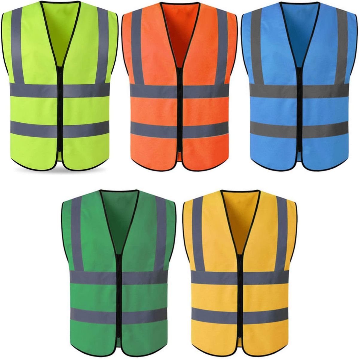 Reflective Safety Vest for Construction Polyester Zip Workwear