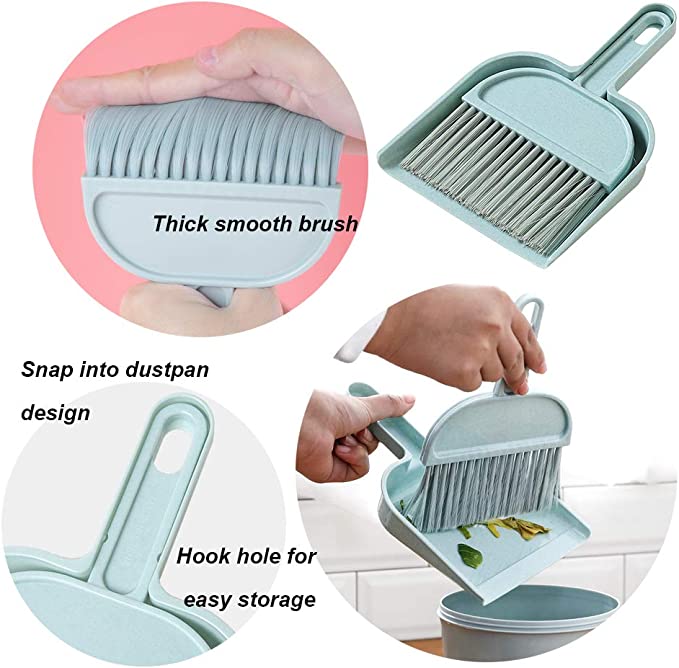 Mini Dustpan and Brush Set with Cleaning Cloth for Kids Pets Cars