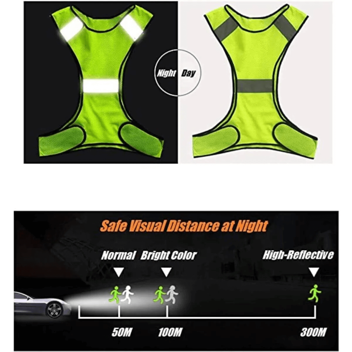 Hi Vis Vest Reflective Adjustable Gear with Safety Reflector Band
