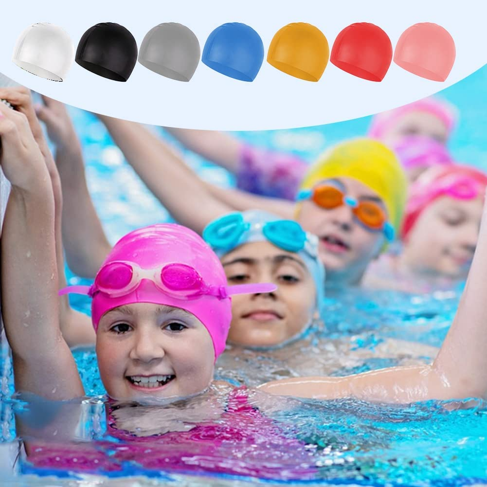 Kids Swimming Cap 100% Silicone Elastic Waterproof Swimming Hats