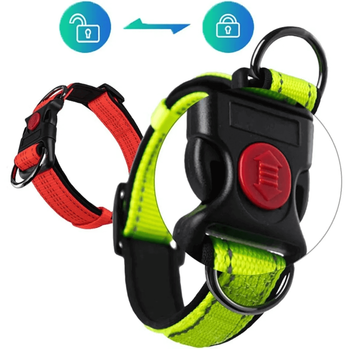Reflective Dog Collar Adjustable with Safety Locking Buckle