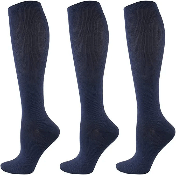 3 Pairs Copper Compression Socks with Circulation 15-20 mmHg