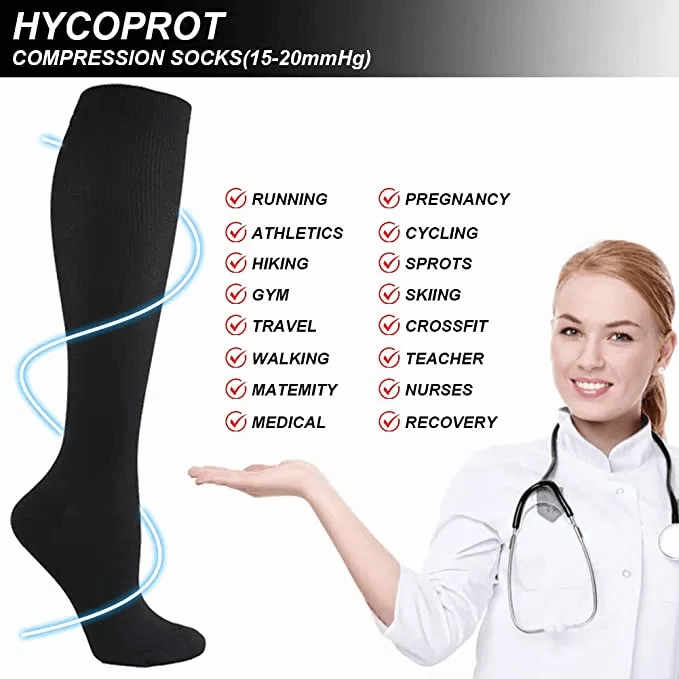 3 Pairs Copper Compression Socks with Circulation 15-20 mmHg