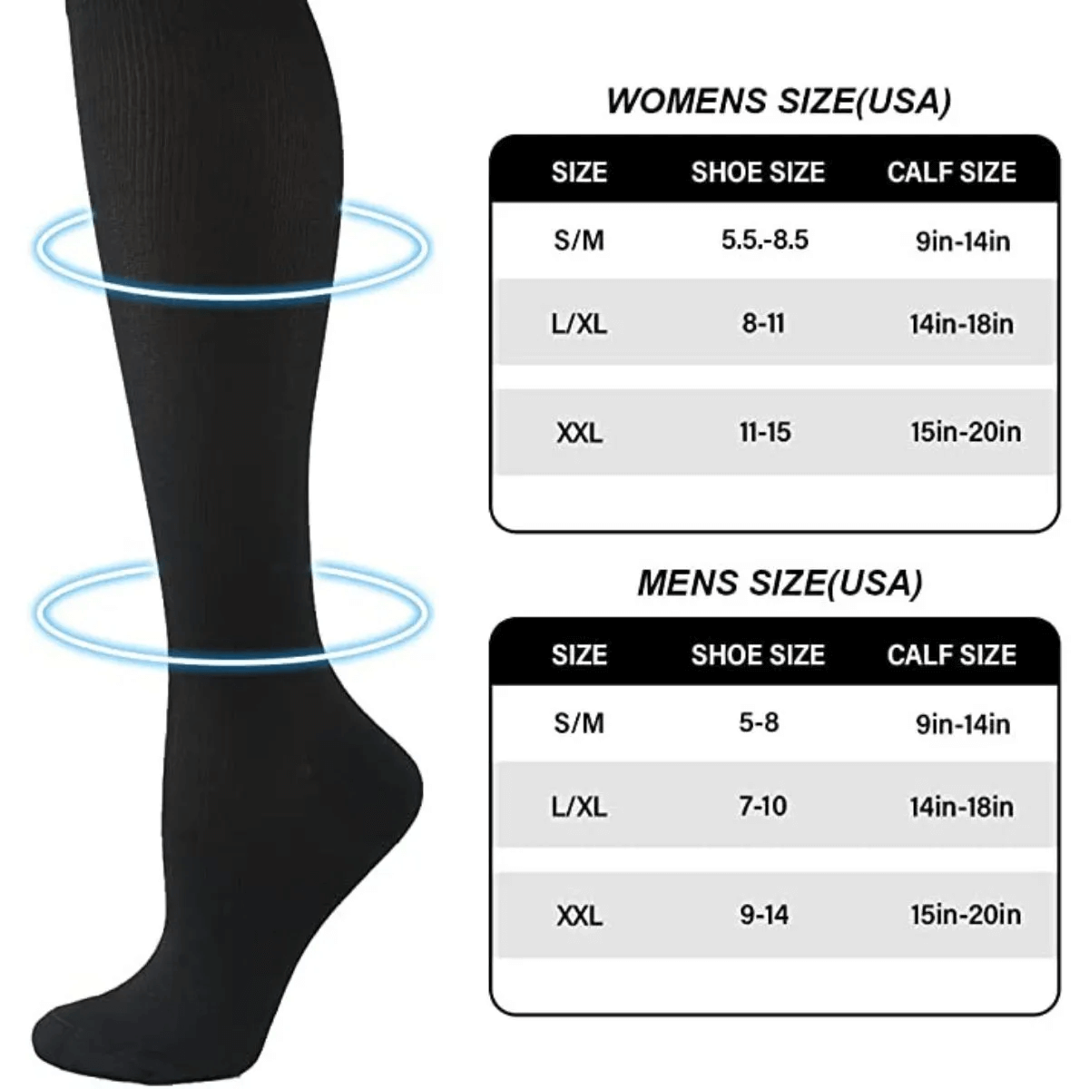 3 Pairs Copper Compression Socks with Circulation 15-20 mmHg