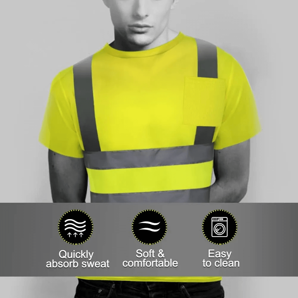 High Vis Reflective T Shirt Short Sleeve Shirts with Pockets