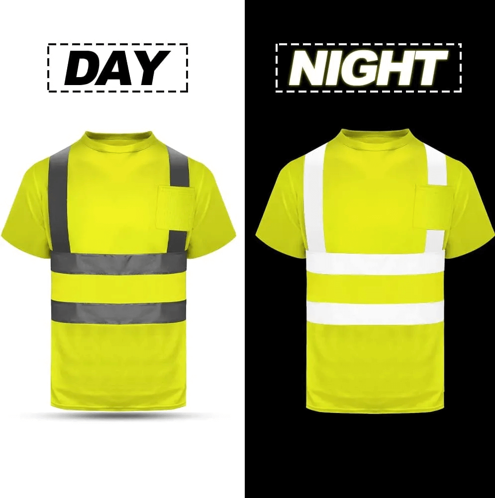 High Vis Reflective T Shirt Short Sleeve Shirts with Pockets