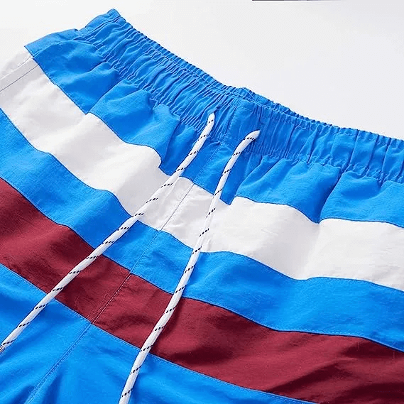 Men's Swimming Trunks Striped with Adjustable Drawstring