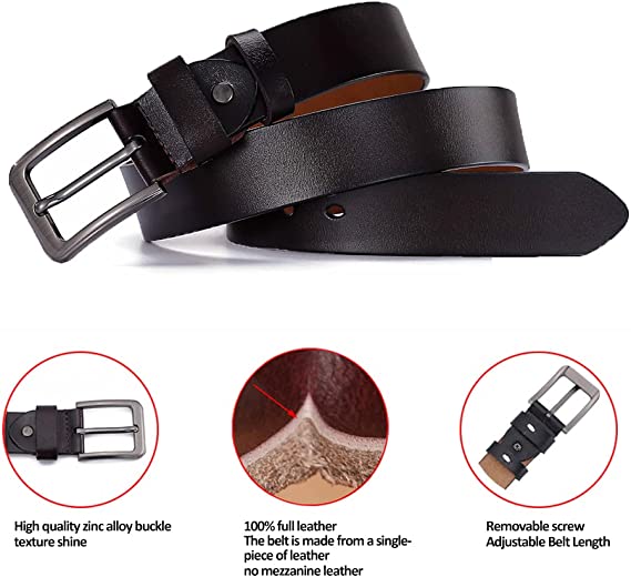 Men's Leather Belt Classic Jeans Belt for Special Occasion