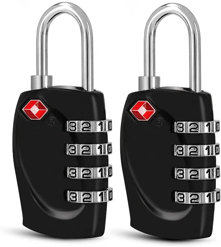 2 Packs TSA Approved Luggage Locks with 4 Digit Combination Padlock 