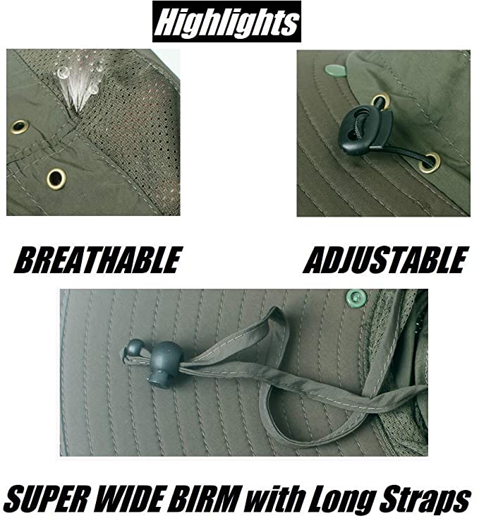 HYCOPROT Sun UV Protection Hat Neck Flap Mesh Cap For Outdoor Sports Activity Men Sunscreen Waterproof Fishing Hats Hiking Camping Traveling 