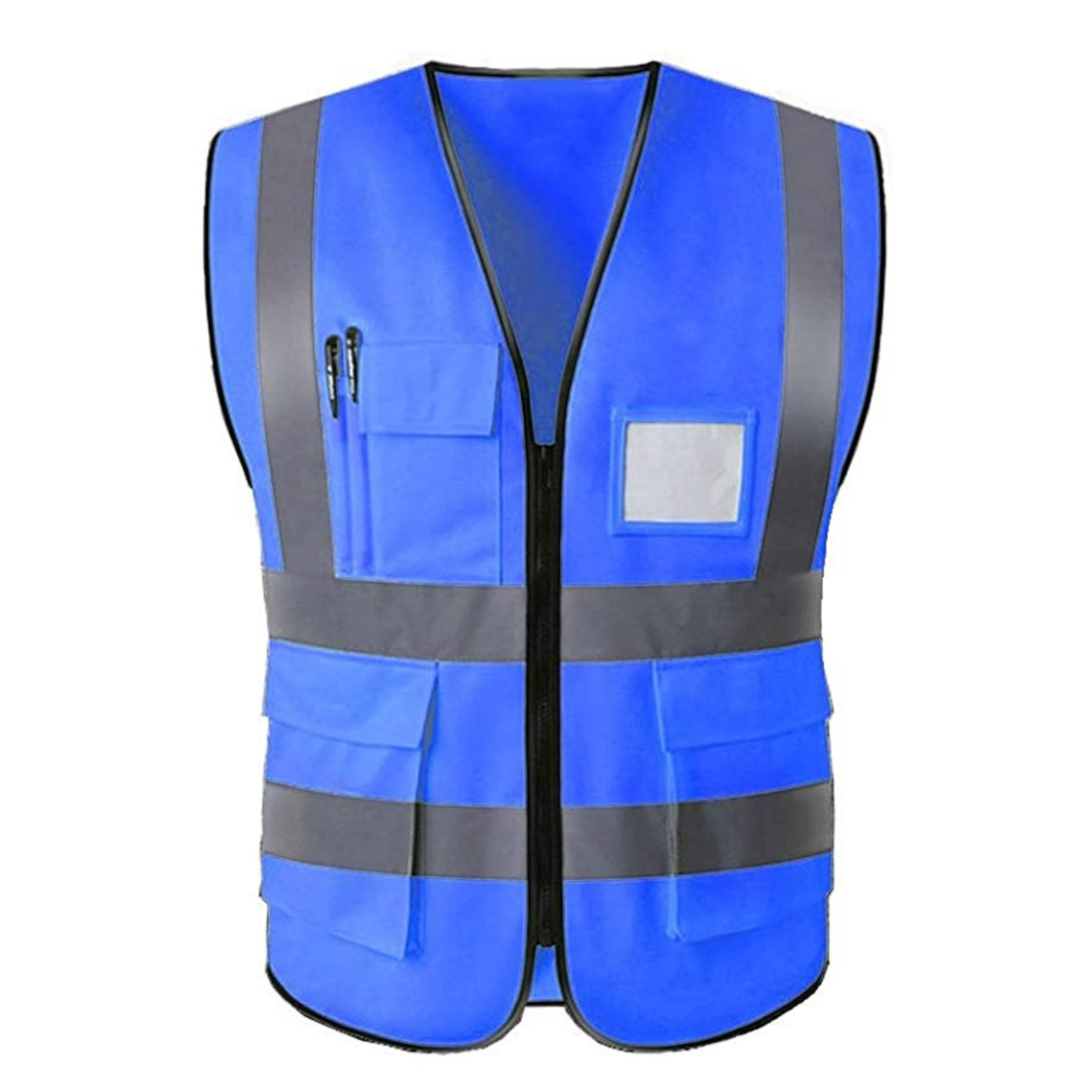 High Visibility Knitted Reflective Safety Vest with Pockets and Zipper Front, Neon Yellow, Meets ANSI/ISEA Standards