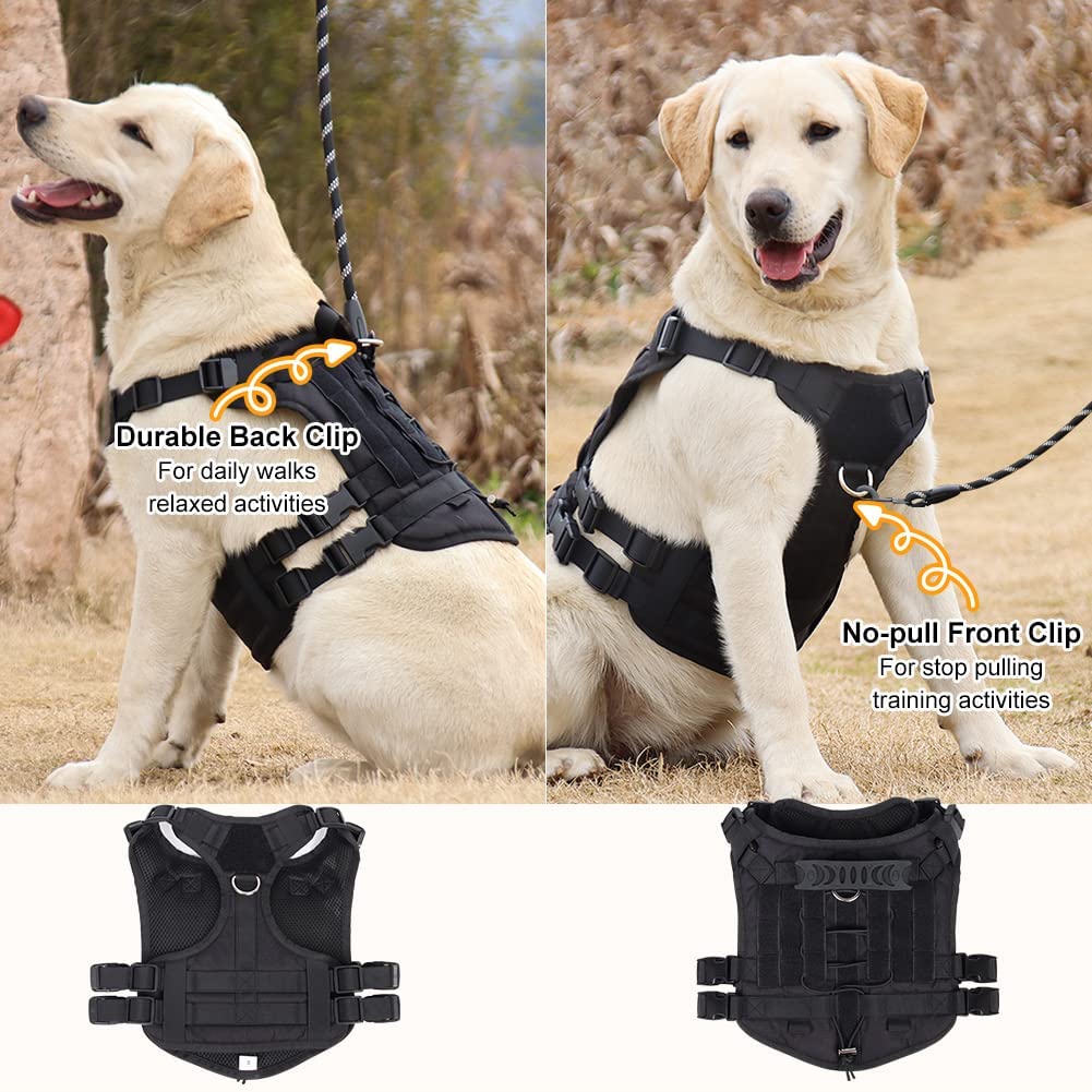 Military No Pull Service Dog Vest with Molle and Loop Panels