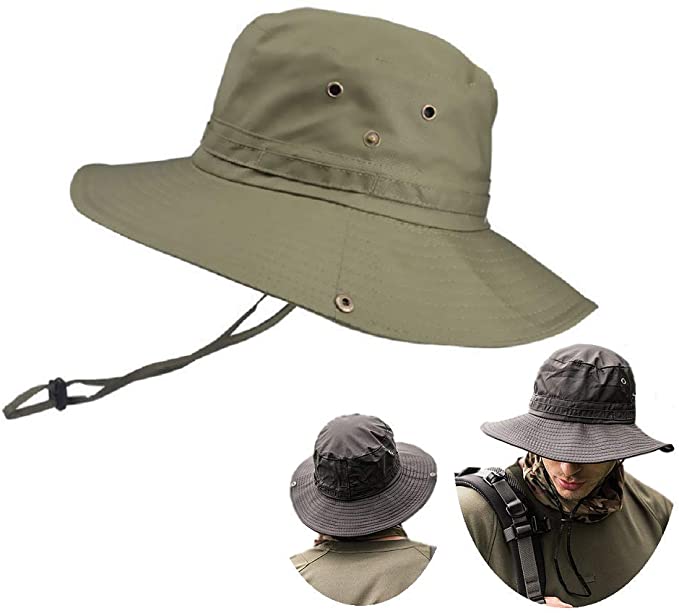 Fishing Hat, Foldable Wide Brim Breathable Mesh UV Protection Outdoor Sun Hat for Fishing Hiking Camping Cycling Boating Gardening 