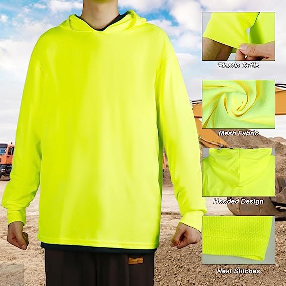 High Visibility Safety Shirts Hoodie Long Sleeve Work Shirt