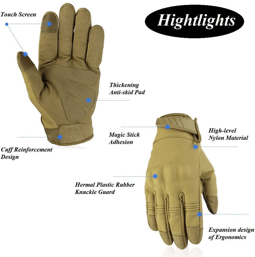 Full Finger Combat Gloves with Flexible Touch Screen