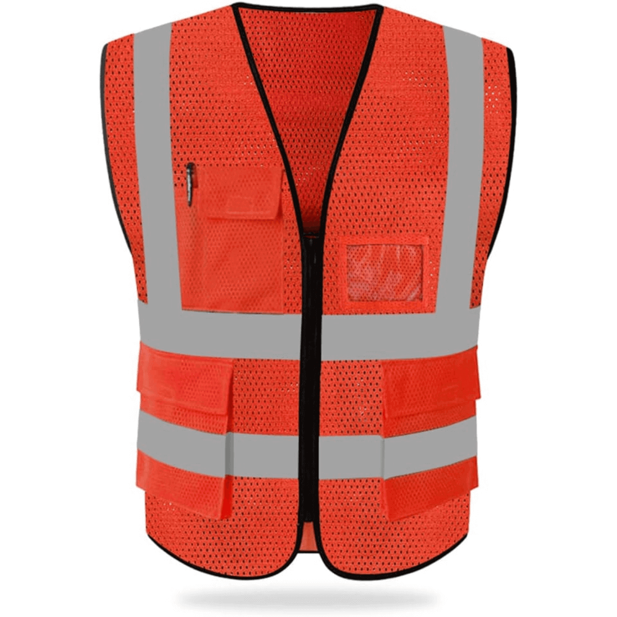 ANSI/ISEA Mesh Reflective Safety Vest with Pockets and Zipper
