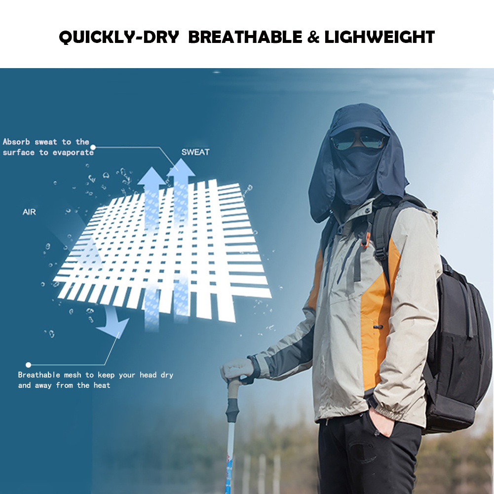 Adjustable UPF 50+ Summer Fishing Hat For Men Women with Neck Flap UV Sun Protection Cap With Face Neck Full Coverage