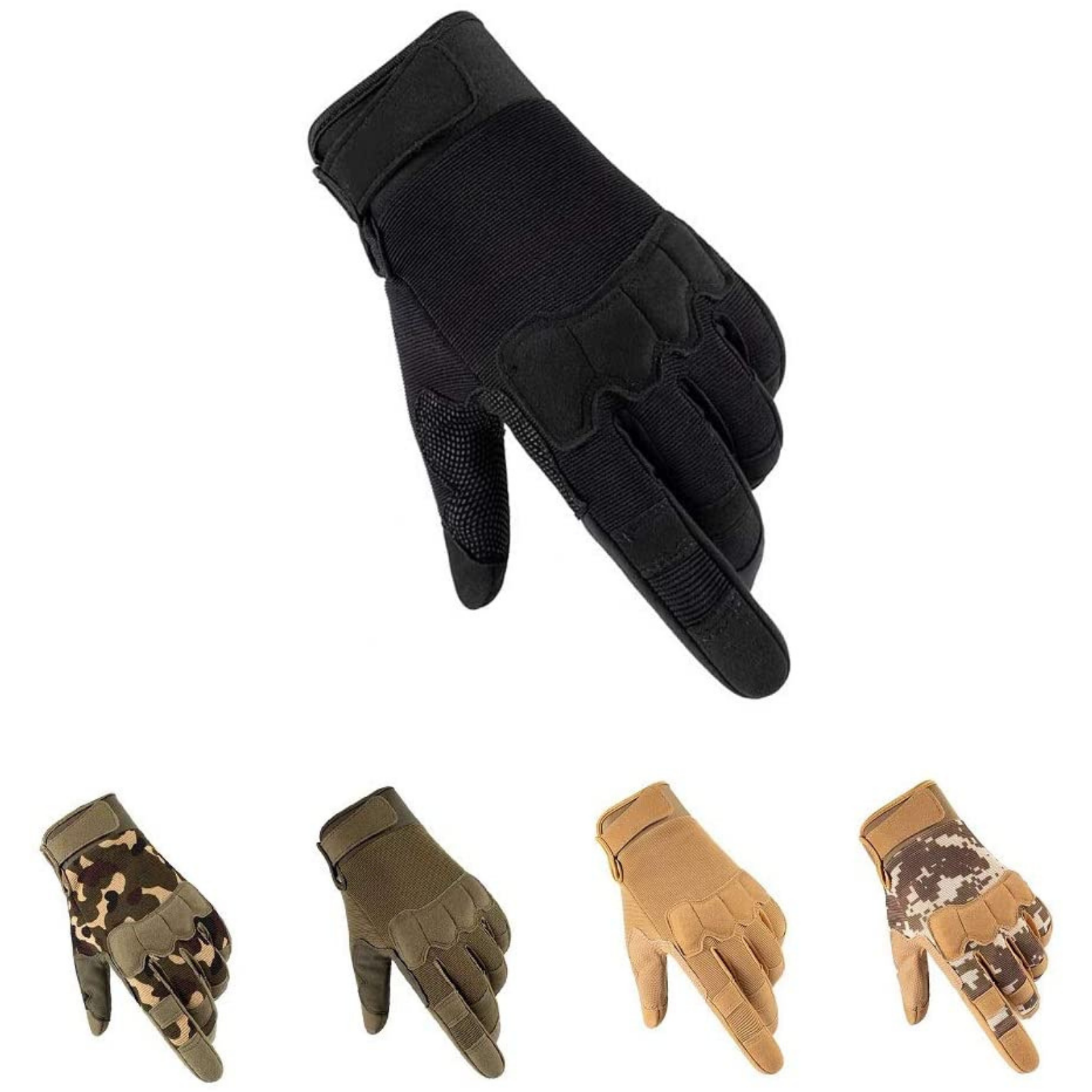 Full Finger Tactical Gloves, Touch Screen Knuckle Protective Breathable Lightweight Outdoor Military Gloves for Shooting, Hunting, Motorcycling, Climbing