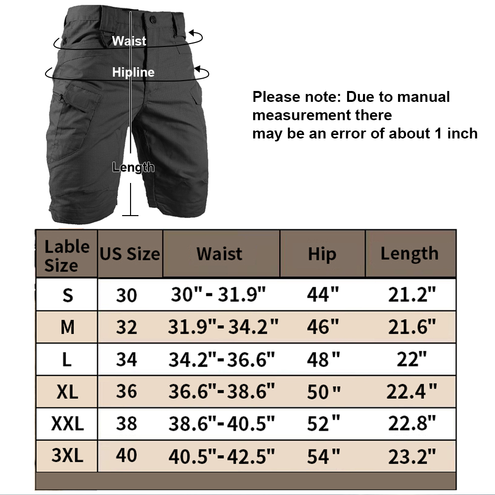 Tactical Cargo Shorts Men's Hycoprot Lightweight Multi Pockets Ripstop
