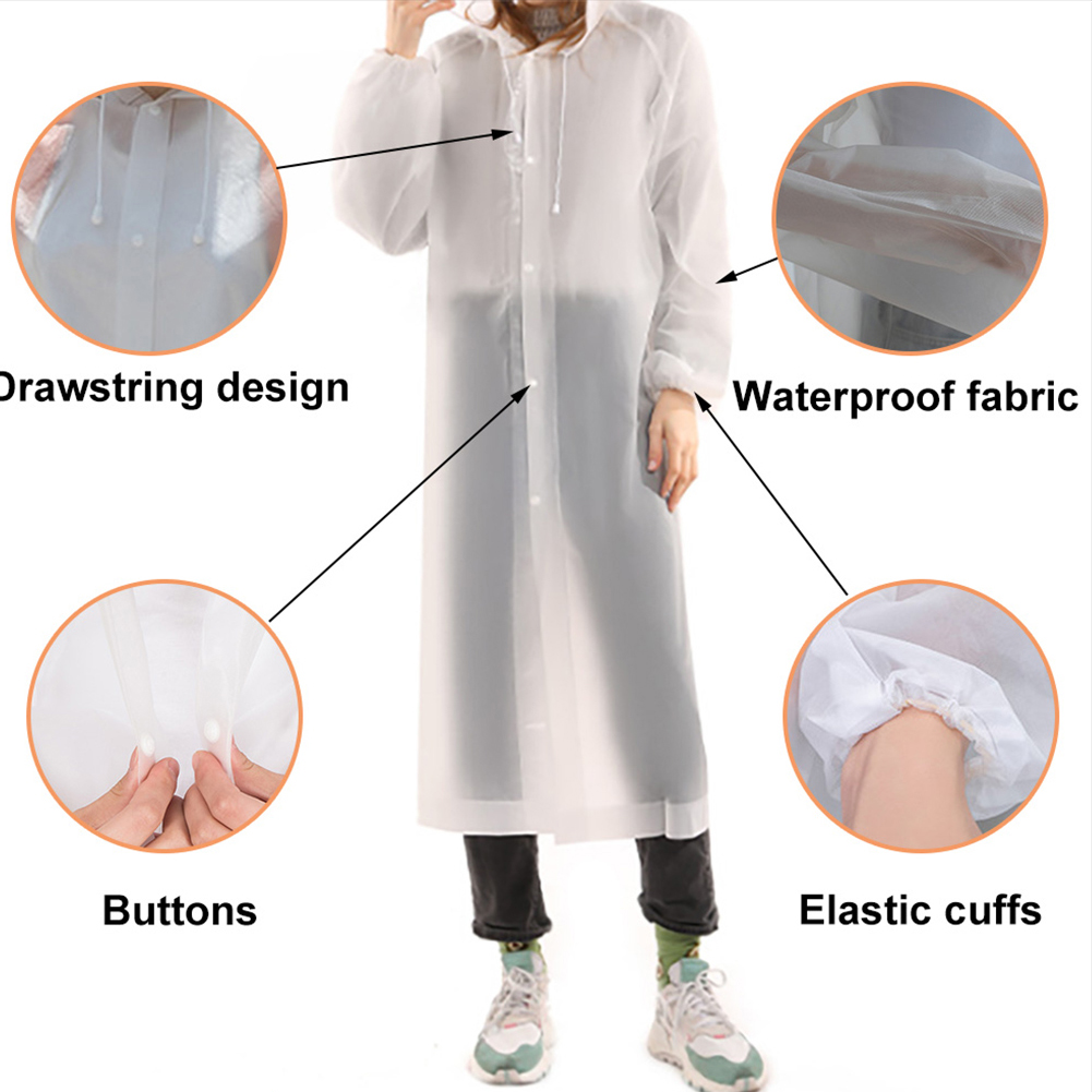 HYCOPROT Rain Coat Portable EVA Rain Poncho Waterproof Reusable Lightweight Raincoats with Hood and Sleeves Simple