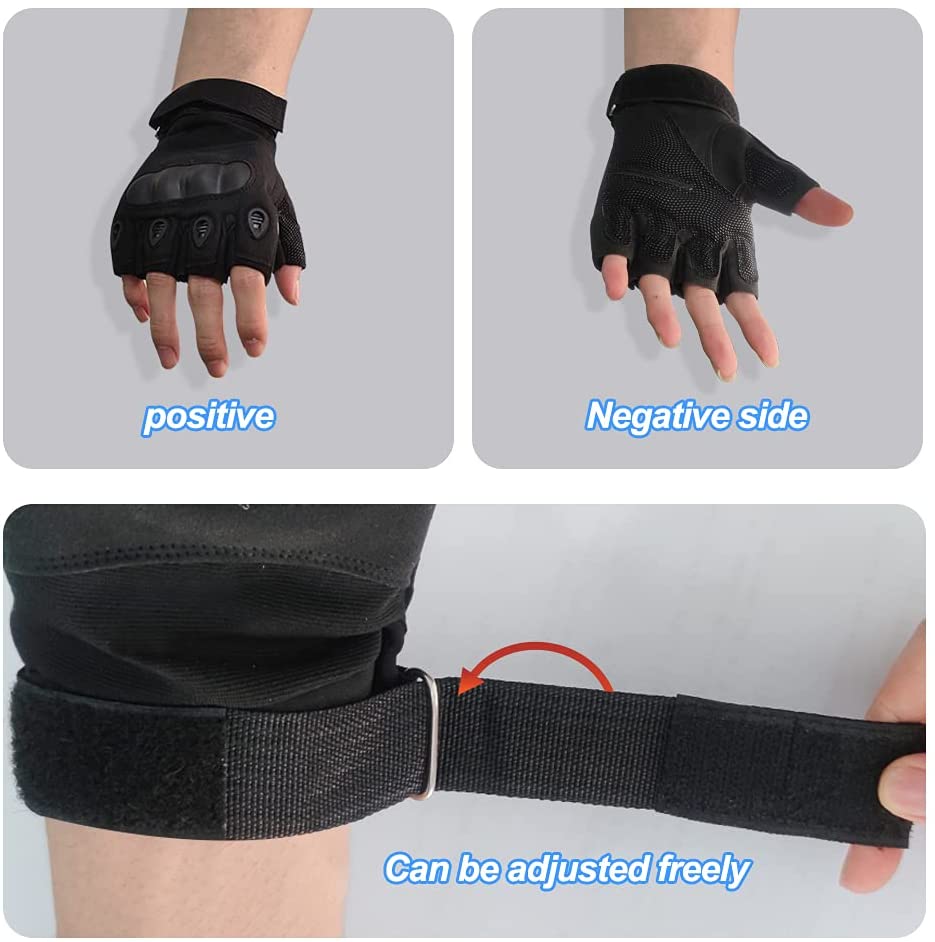 HYCOPROT Half Finger Tactical Gloves, Touch Screen Knuckle Protective Breathable Lightweight Outdoor Military Gloves for Shooting, Hunting, Motorcycling, Climbing