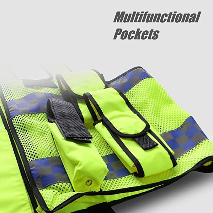 HYCOPROT Reflective Safety Security Vest, High Visibility Mesh Adjustable High-end Safety Workwear