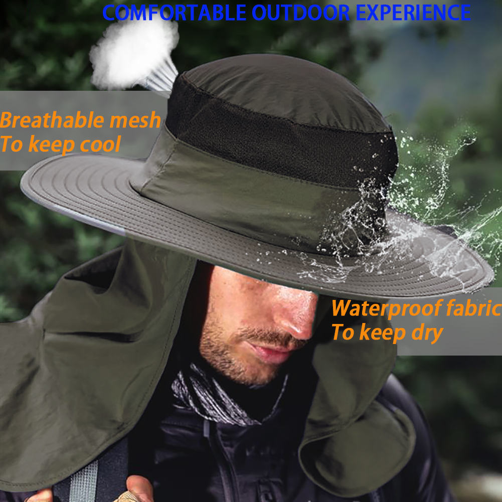 Fishing Cap UV Sun Protection Hat With Wide Brim Removable Flap and Face Neck Full Coverage