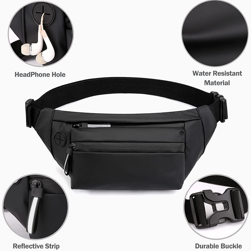 Fashion Waist Bag With 3 Zipper Pockets Carrying All Phones