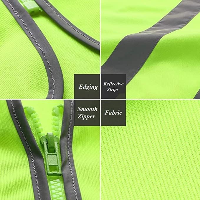 HYCOPROT High Visibility Safety Vest with Pockets and Zipper, Buckle Closure, Meets ANSI/ISEA Standards