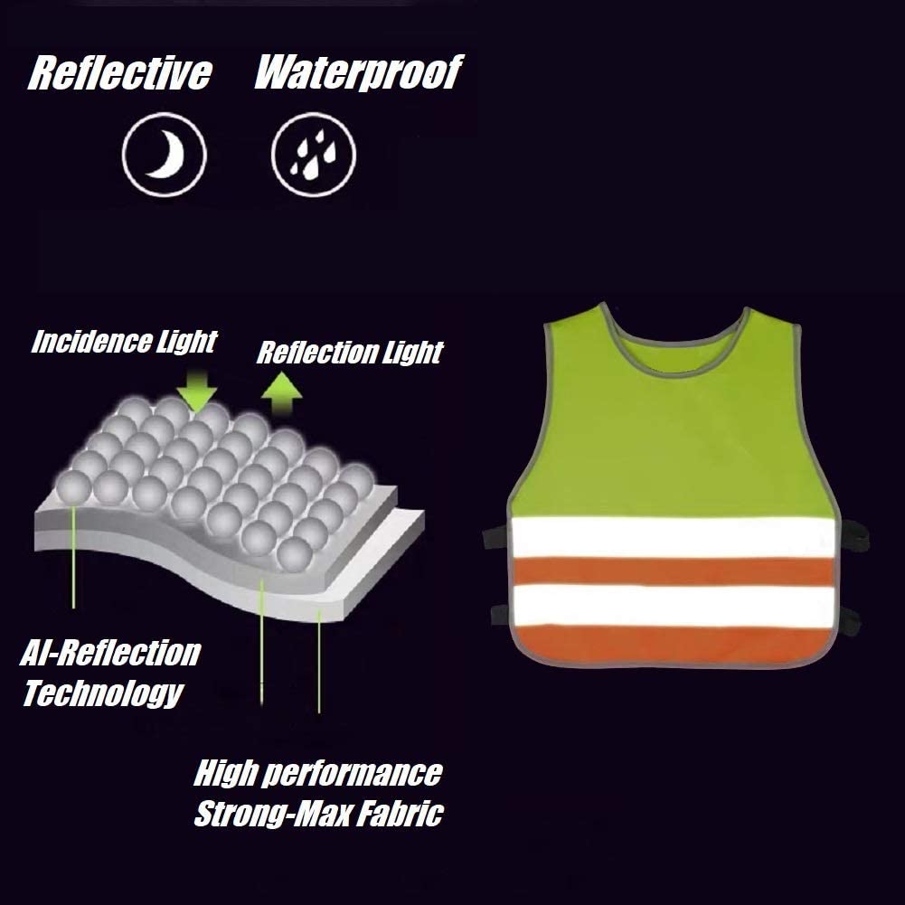 Kids Reflective Safety Vest with 2 Band Elastic Straps