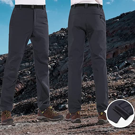 Men's Hiking Pants Cargo Work Pants with Zip Pockets and Belt