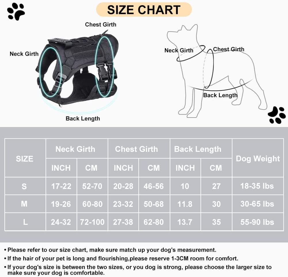 Military No Pull Service Dog Vest with Molle and Loop Panels
