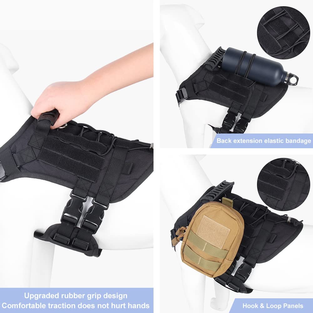 Military No Pull Service Dog Vest with Molle and Loop Panels
