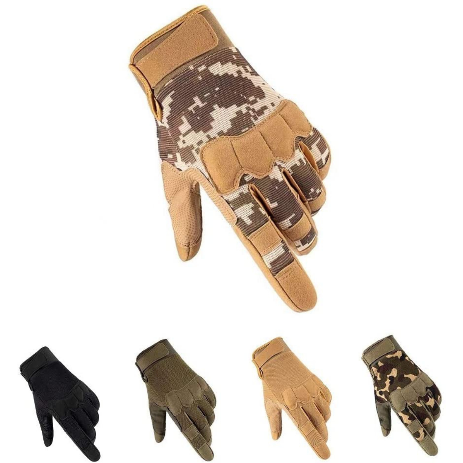 Full Finger Tactical Gloves, Touch Screen Knuckle Protective Breathable Lightweight Outdoor Military Gloves for Shooting, Hunting, Motorcycling, Climbing