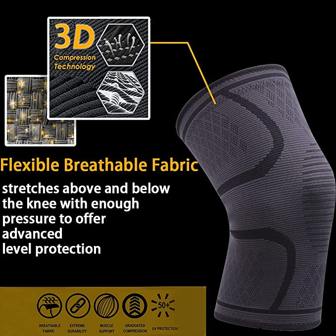 2 Packs Knee Brace with Anti-slip Design for knee Pain Arthritis