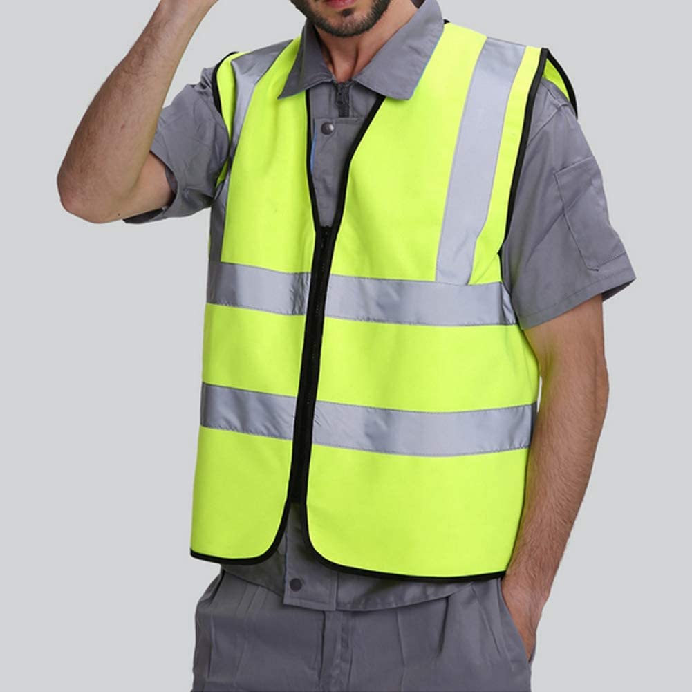 HYCOPROT Hi Vis Viz High Visibility Reflective Safety Vest Mesh Waistcoat Executive Manager Jacket Workwear Zip 2 Band Brace Security 120cm x 70cm