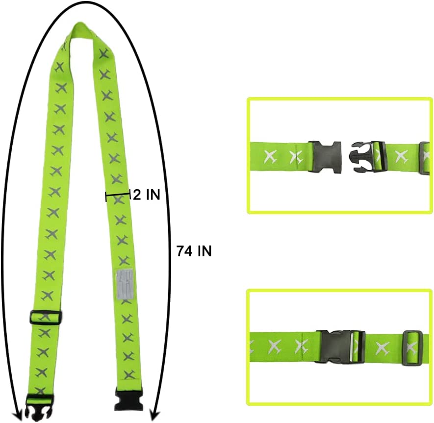 2 Pack Luggage Straps Set Adjustable Reflective Suitcase Belts