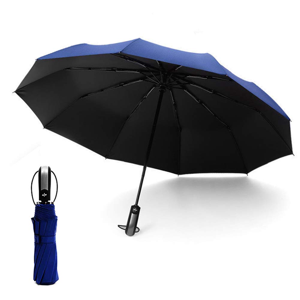 Travel Umbrella Windproof Compact Lightweight Portable Automatic Strong Waterproof Folding Umbrellas with 10 Rib Reinforced Auto Open Close UV Protection for Sun Rain Men Women